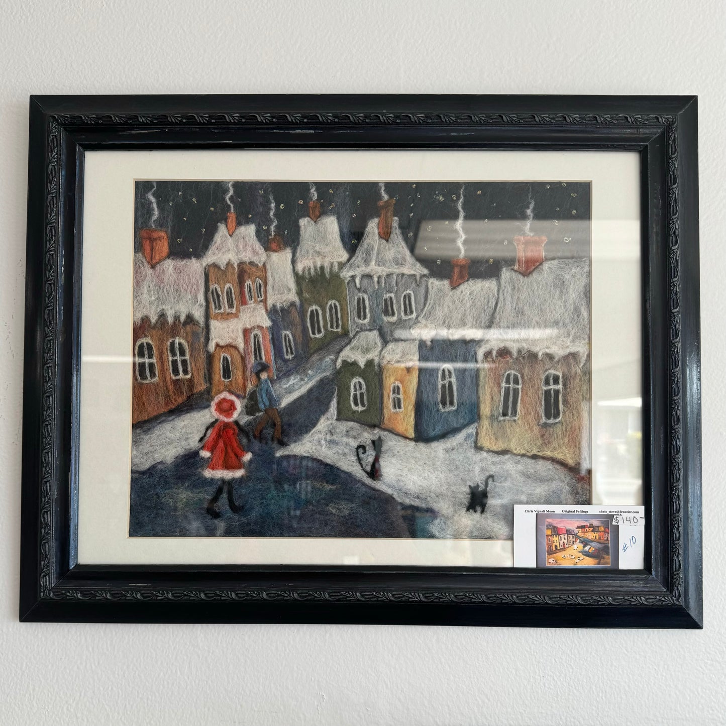 Red Coat and Snowy Roofs (#10) Felt Picture