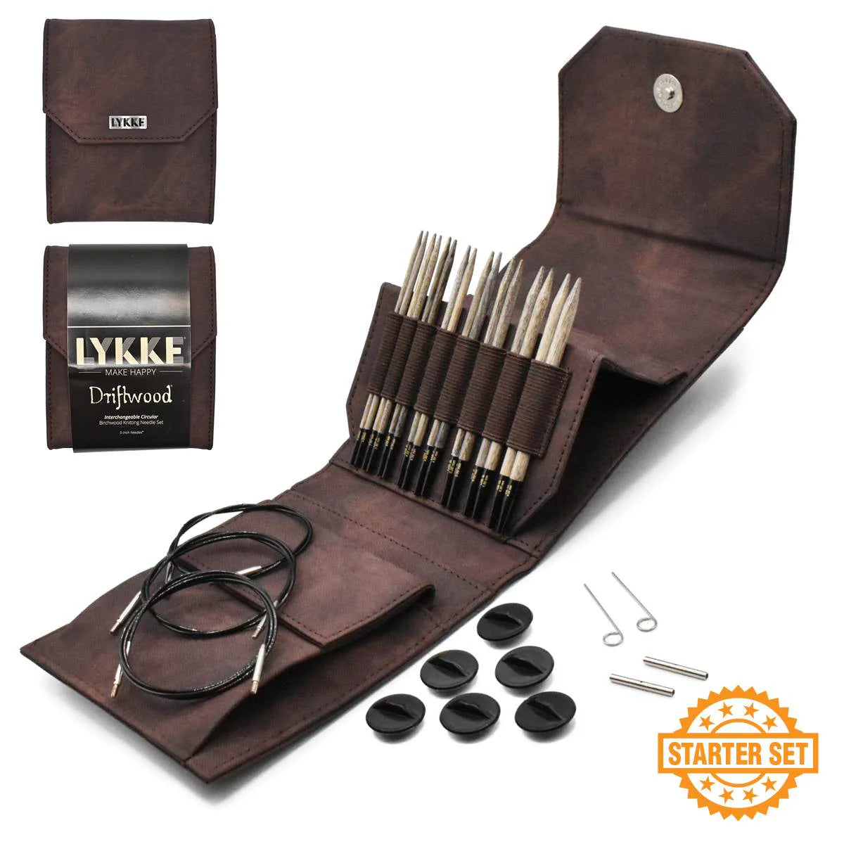 Lykke Driftwood 5" Interchangeable Birchwood Needle Set US 3–US 10 (3.25 mm–6 mm)