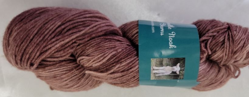 Esther's hand dyed Chestnut Pony 80/20 Merino SW and nylon sock 420 yrds