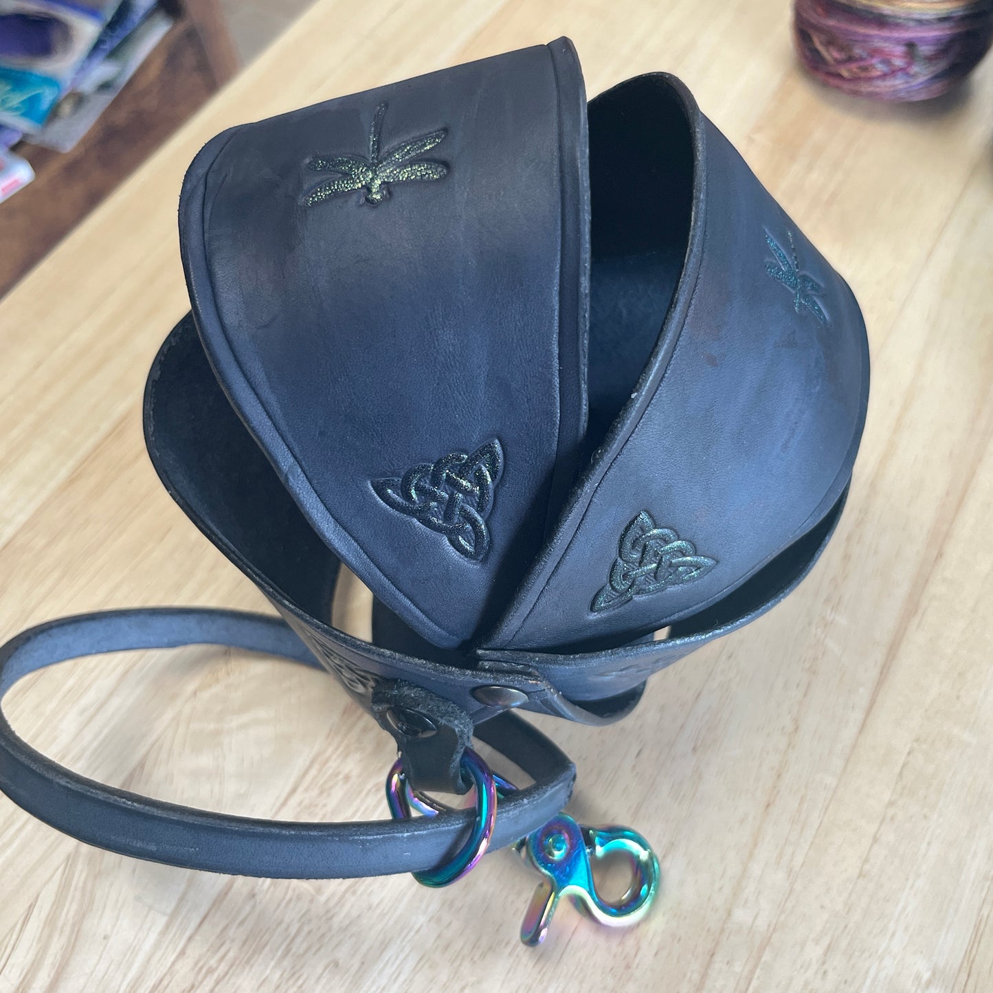 Leather Bracelet Yarn Ball Carrier