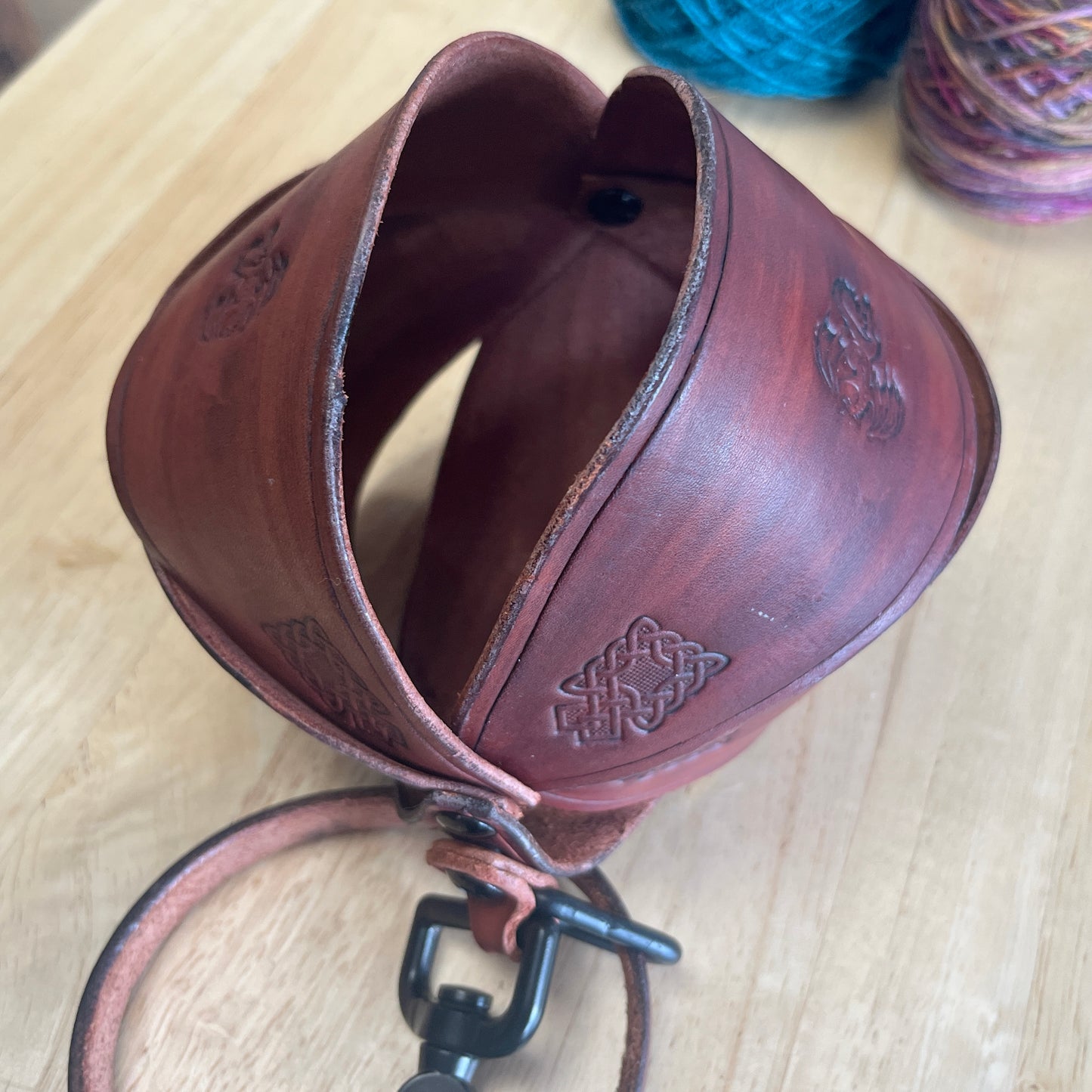 Leather Bracelet Yarn Ball Carrier