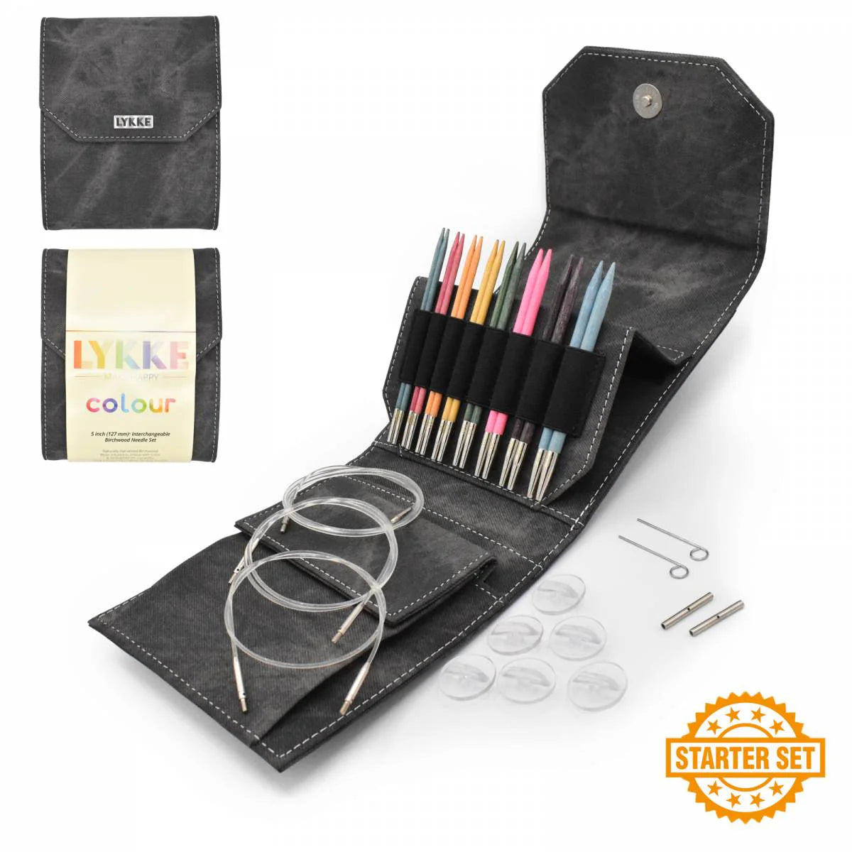 Lykke Colour 5" Interchangeable Birchwood Needle Set US 3–US 10 (3.25 mm–6.00 mm)