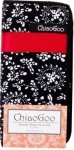 A black and white patterned fabric case with the text "ChiaoGoo" on the top. The case has a red rectangular section and includes a label at the bottom that reads "ChiaoGoo Complete Twist Needle Set.